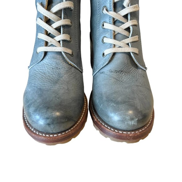 Frye Vintage Sabrina Blue Leather Lace Up Boots Size 8.5 - Picture 10 of 16